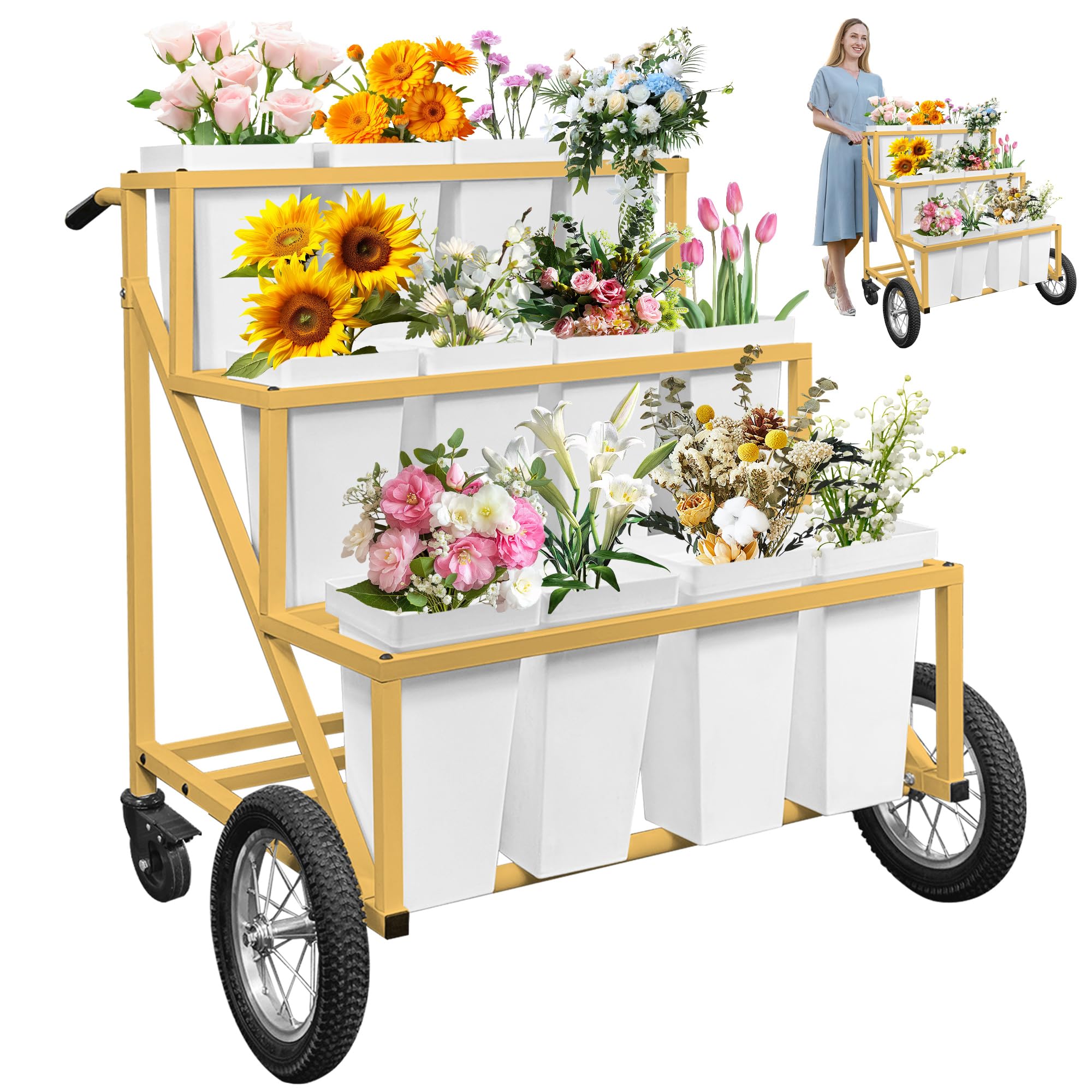 Amazon.com: Prolee Flower Stand, Flower Cart with 12 Buckets